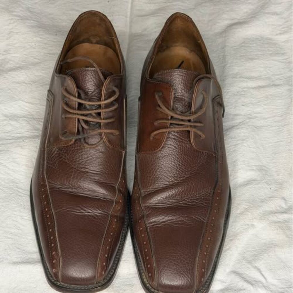 Bachrach Brown Leather Dress Shoes - Picture 2 of 9